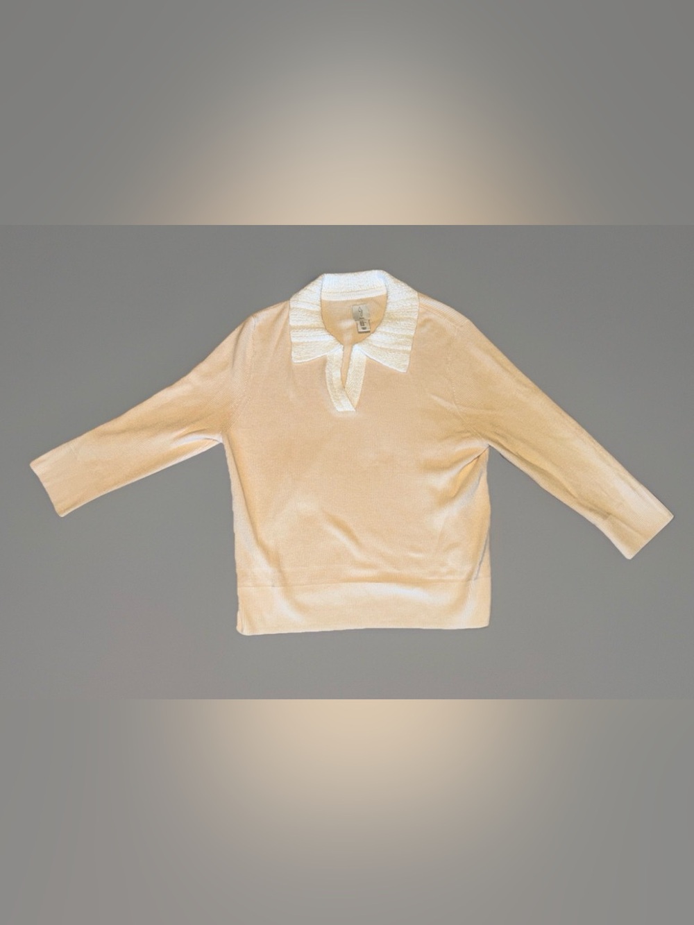 Joie Cream Crewneck Sweater with Textured corchet Collar XL cotton